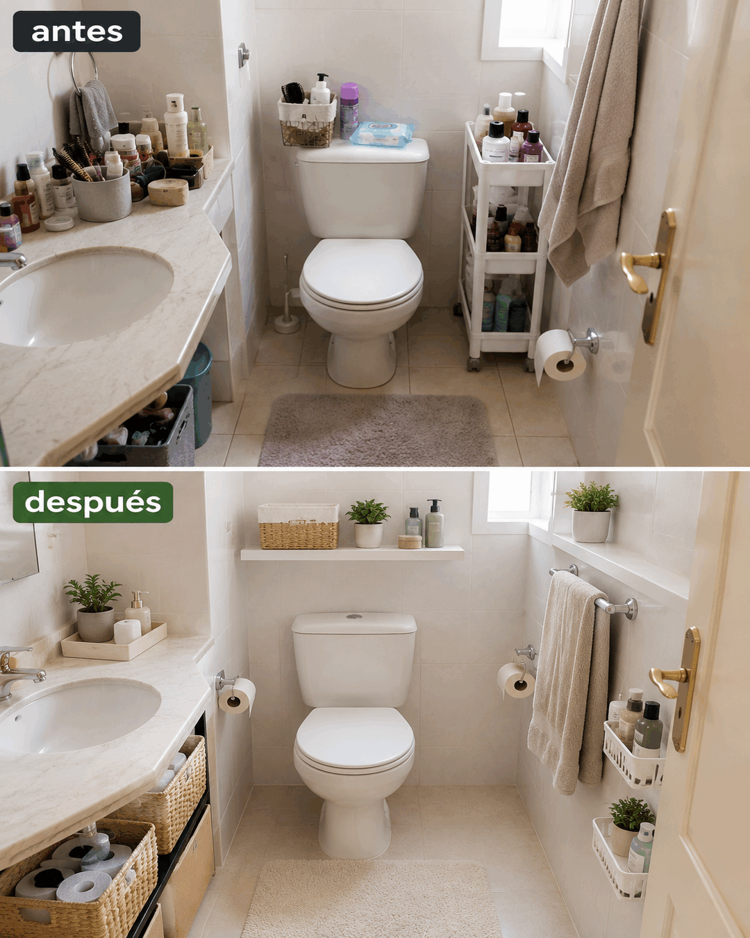Cómo organizar un baño pequeño para ganar espacio sin hacer reformas