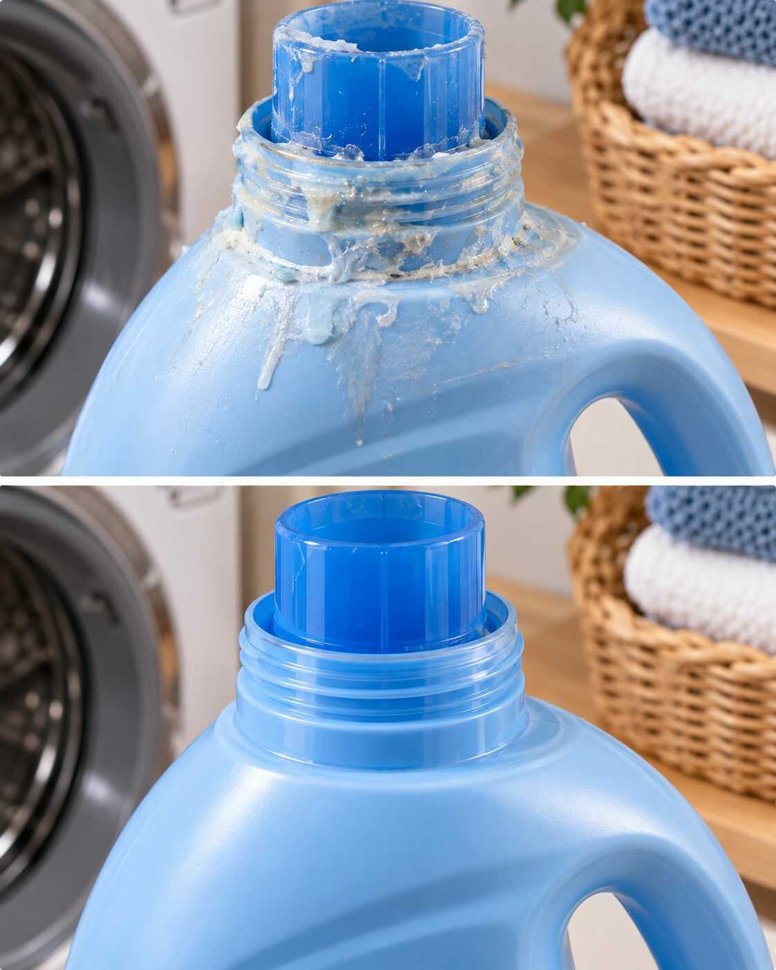 ¿El dispensador de suavizante tiene una capa pegajosa alrededor de la tapa? Limpiar el envase también forma parte de la colada