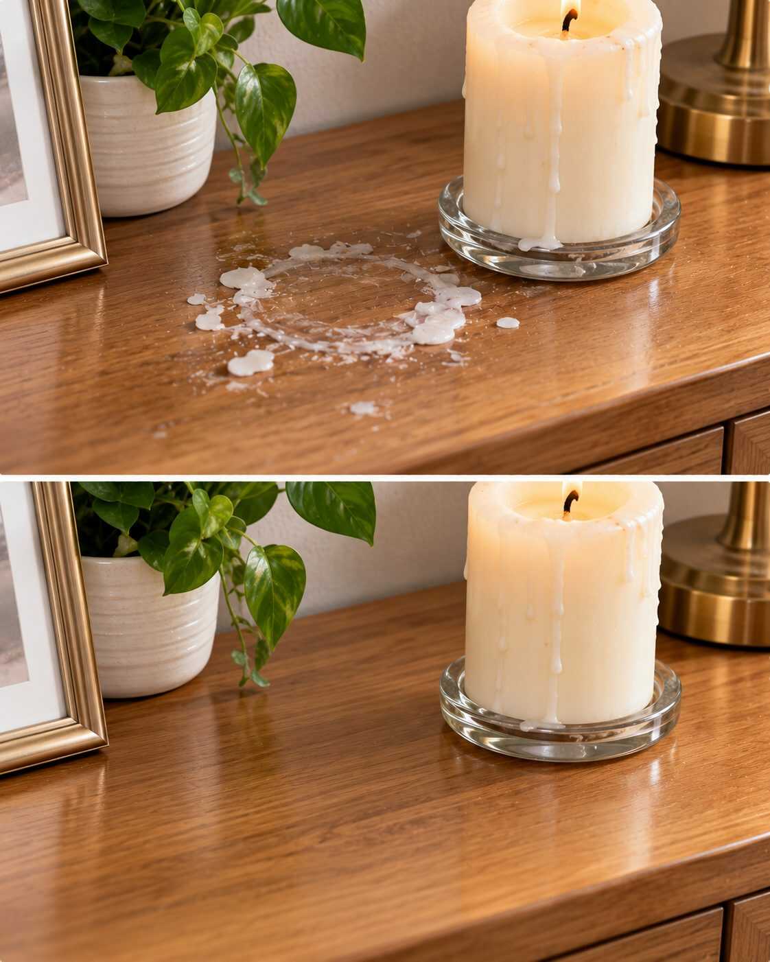 ¿La base de tus velas ha dejado cera pegada sobre un mueble? No empieces rascándola con un cuchillo