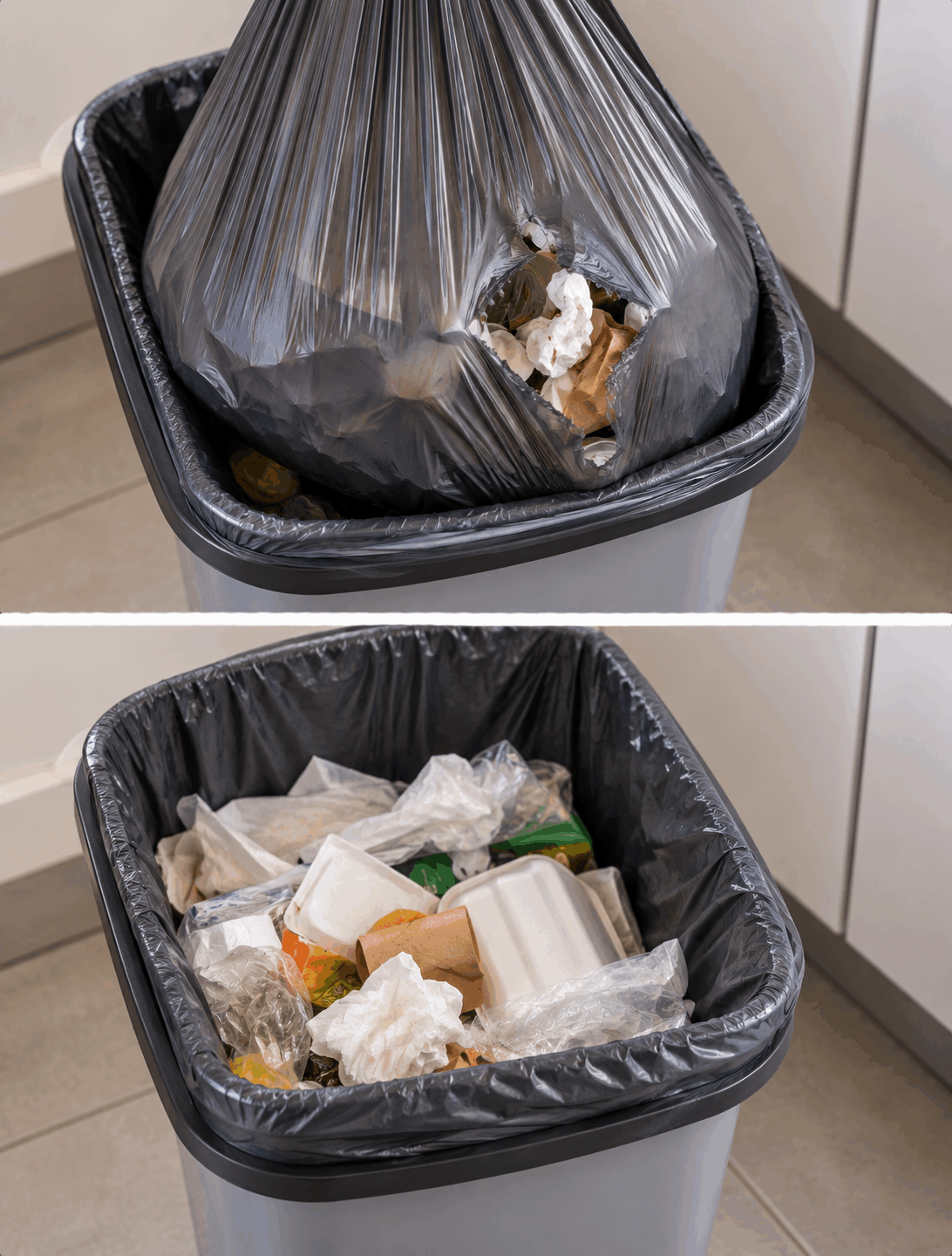 ¿Las bolsas de basura se rompen al sacarlas del cubo? La forma de llenarlas puede estar concentrando todo el peso en el fondo