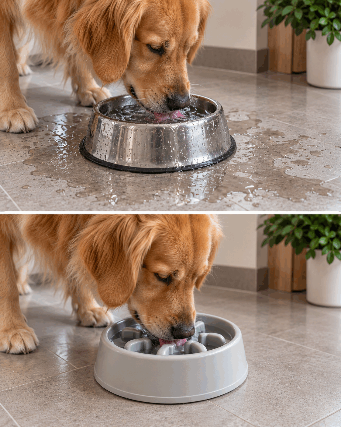 ¿Tu perro bebe agua demasiado rápido y termina empapando el suelo? Cambiar el recipiente puede reducir el desastre 🐶