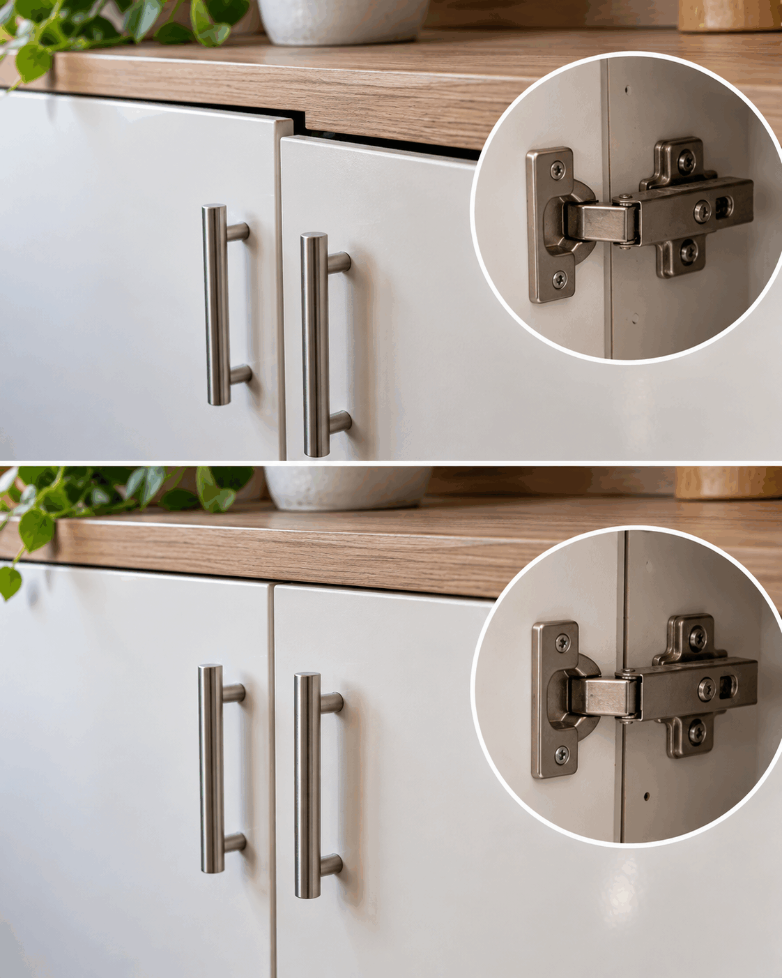 ¿Las puertas de un mueble quedan desalineadas aunque antes cerraban perfectamente? Mira las bisagras antes de hacer fuerza