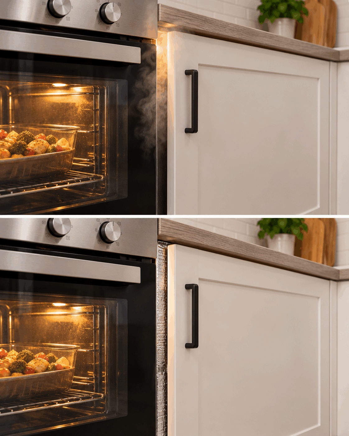 ¿La puerta del armario junto al horno se calienta demasiado al cocinar? Comprueba por dónde está escapando el calor