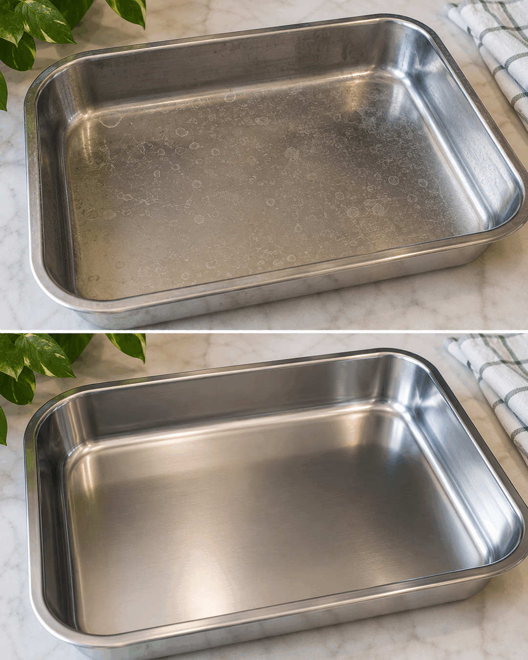 El método para limpiar una fuente de acero cuando las gotas de agua dejan marcas al secarse
