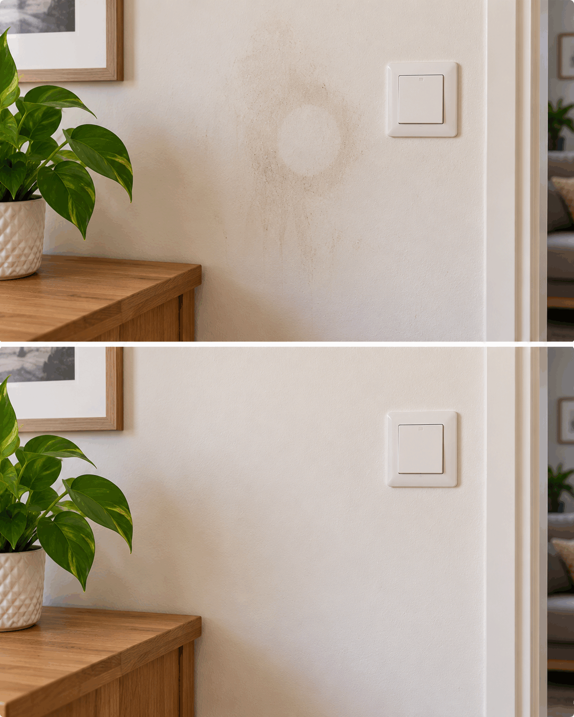 ¿Una pared lavable queda con cercos después de retirar una mancha? Limpiar únicamente un pequeño círculo puede hacerla todavía más visible