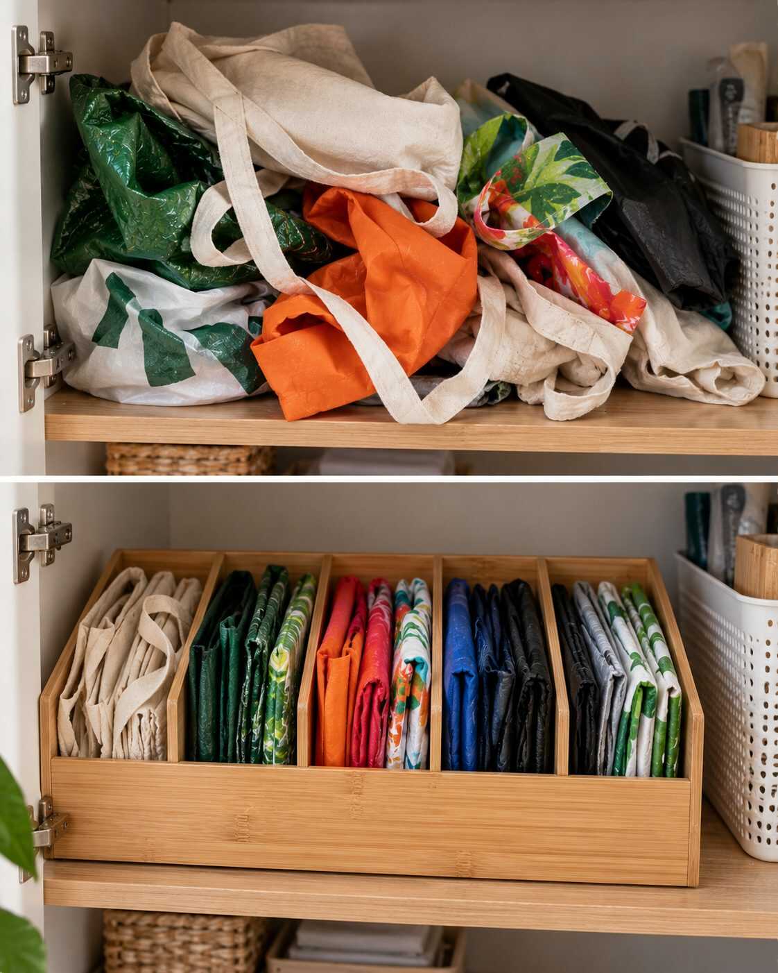 El truco para organizar las bolsas reutilizables sin dedicarles medio armario