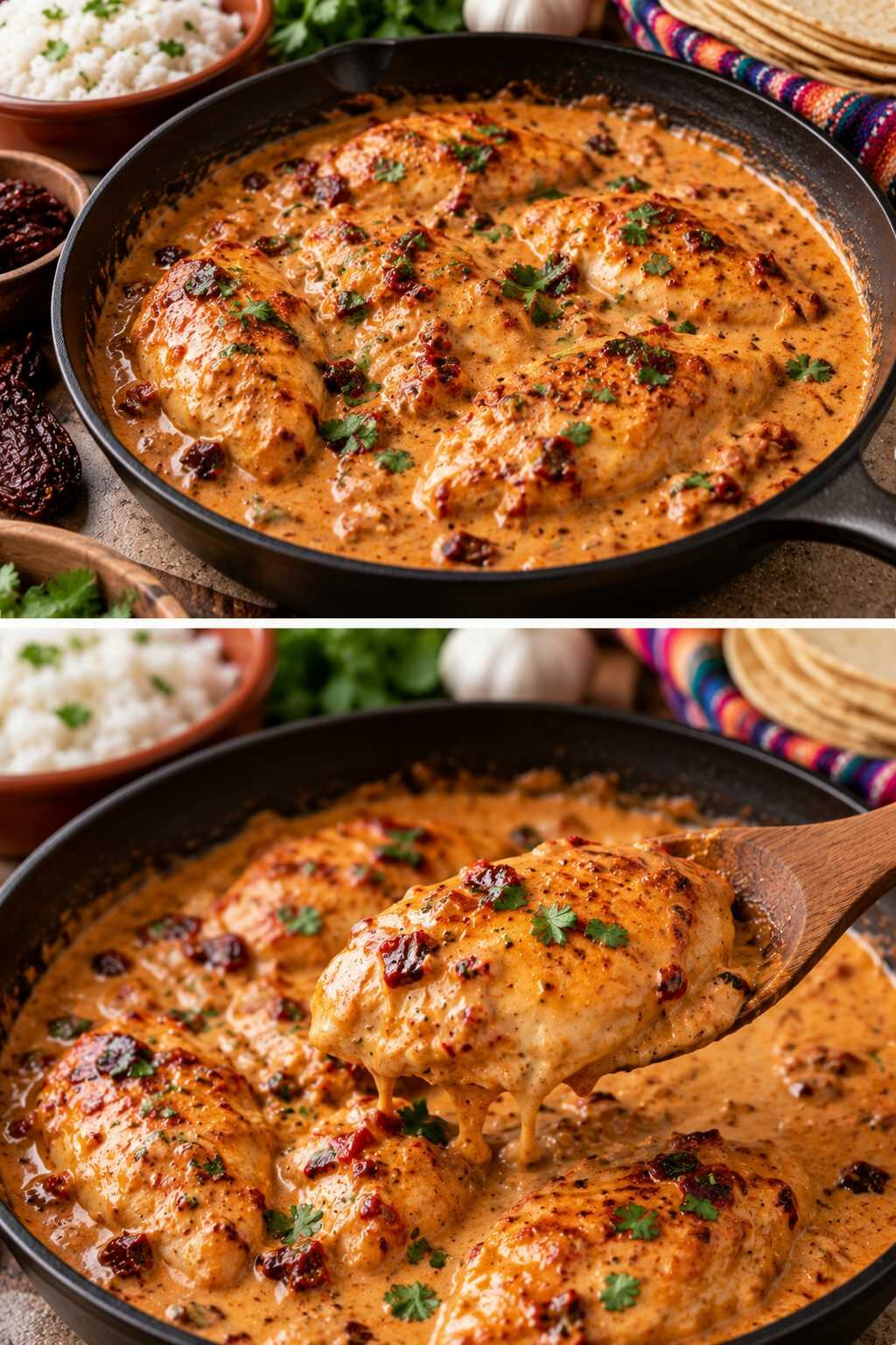 🍗 Pollo en salsa de chipotle cremosa: una comida fácil de una sola sartén para servir con arroz o tortillas