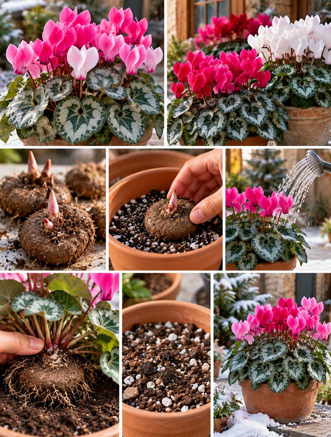 ¿Quieres cultivar un espectacular ciclamen de hojas plateadas que florezca durante los meses fríos? Descubre qué variedades resisten mejor el exterior y cómo evitar que sus tubérculos se pudran.
