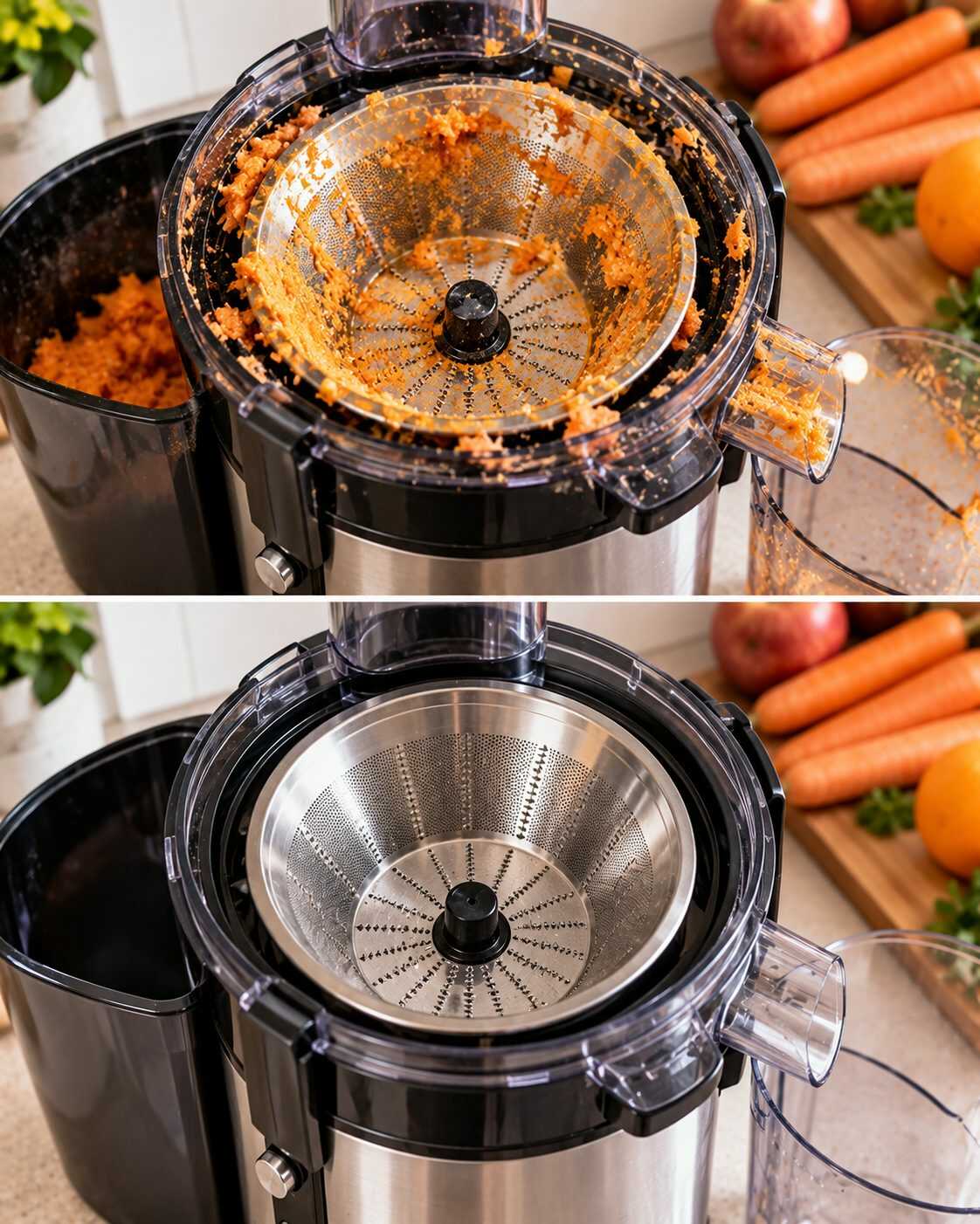 🧃 ¿Tu extractor portátil de jugos deja pulpa seca alrededor del filtro? Cinco minutos después de usarlo pueden ahorrarte mucho trabajo