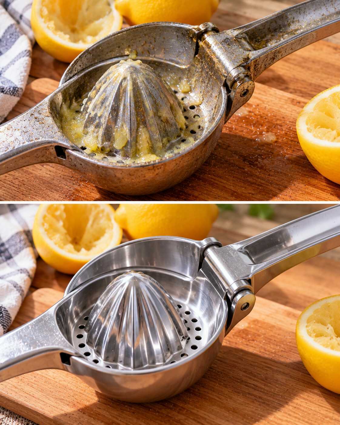 ¿Tu exprimidor de limones está opaco y pegajoso en las articulaciones? Allí se acumulan restos que un enjuague rápido no alcanza