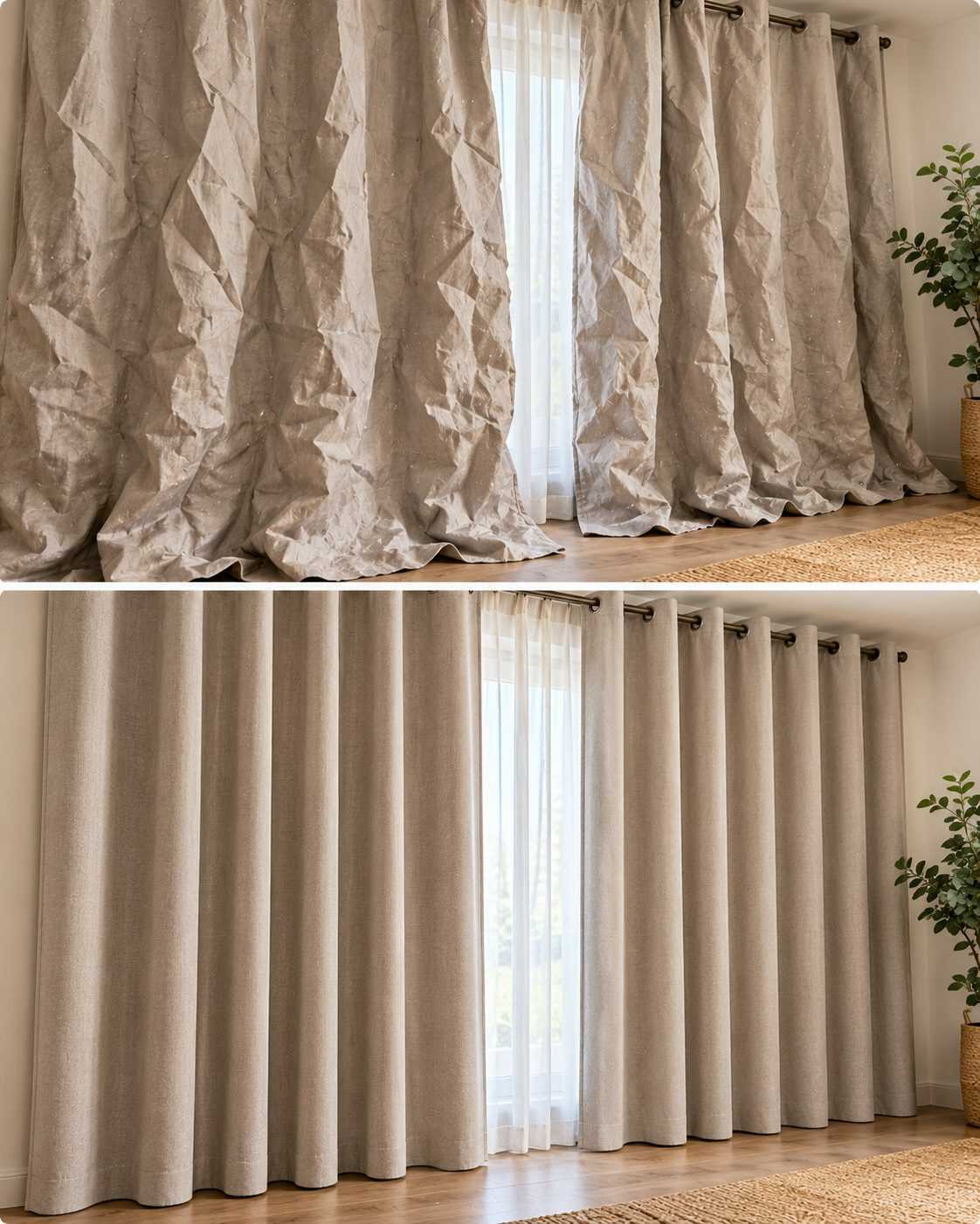 ¿Las cortinas gruesas de invierno tienen pliegues marcados después de meses guardadas? Aprende a recuperar su caída sin arriesgarte a quemar el tejido.