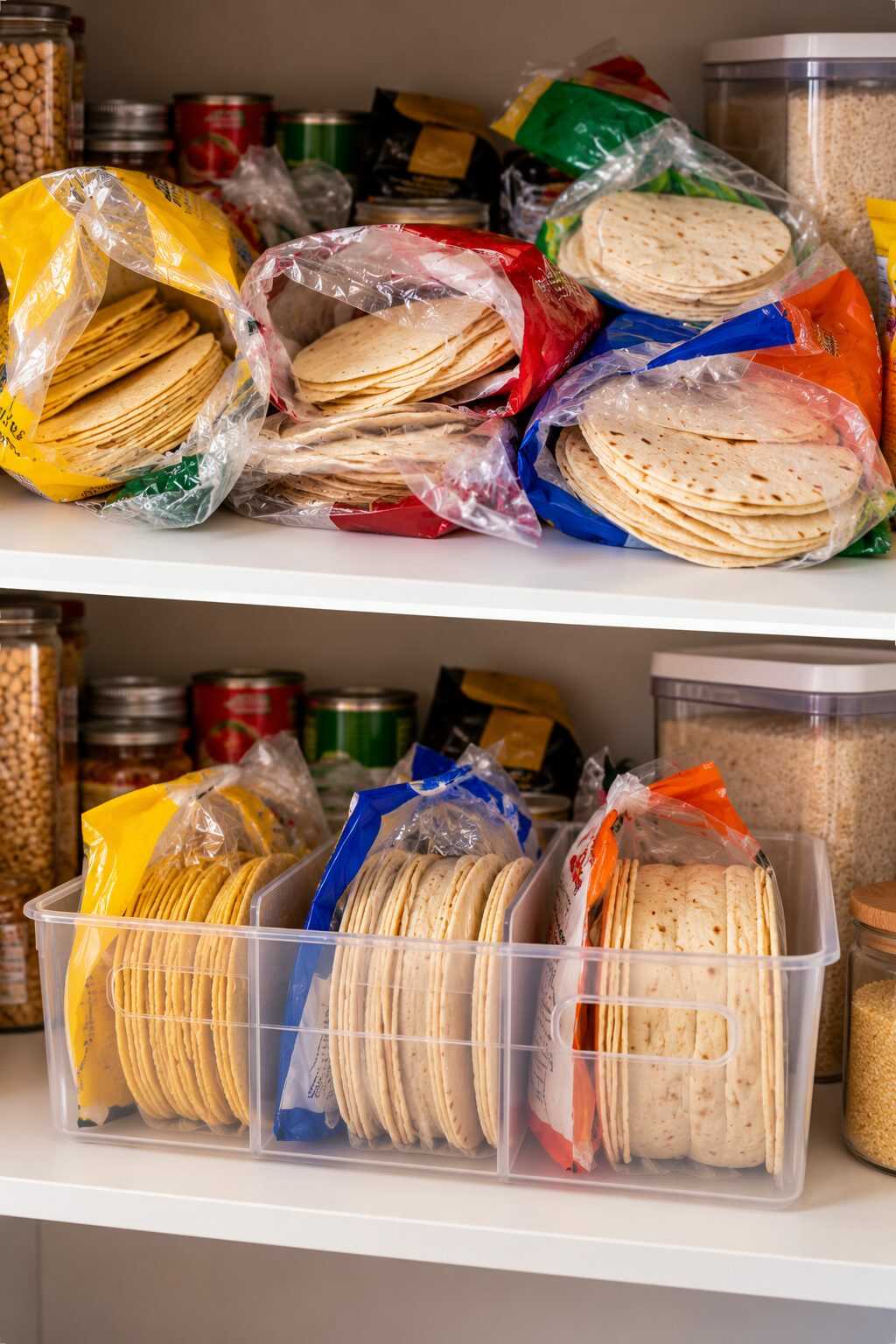 ¿Los paquetes de tortillas abiertos terminan ocupando toda una balda? Crea una zona para lo que debe consumirse primero