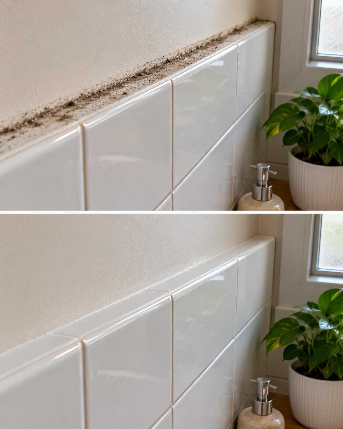 ¿El borde superior de los azulejos acumula una línea de polvo que nunca ves de frente? Una limpieza rápida puede cambiar toda la pared