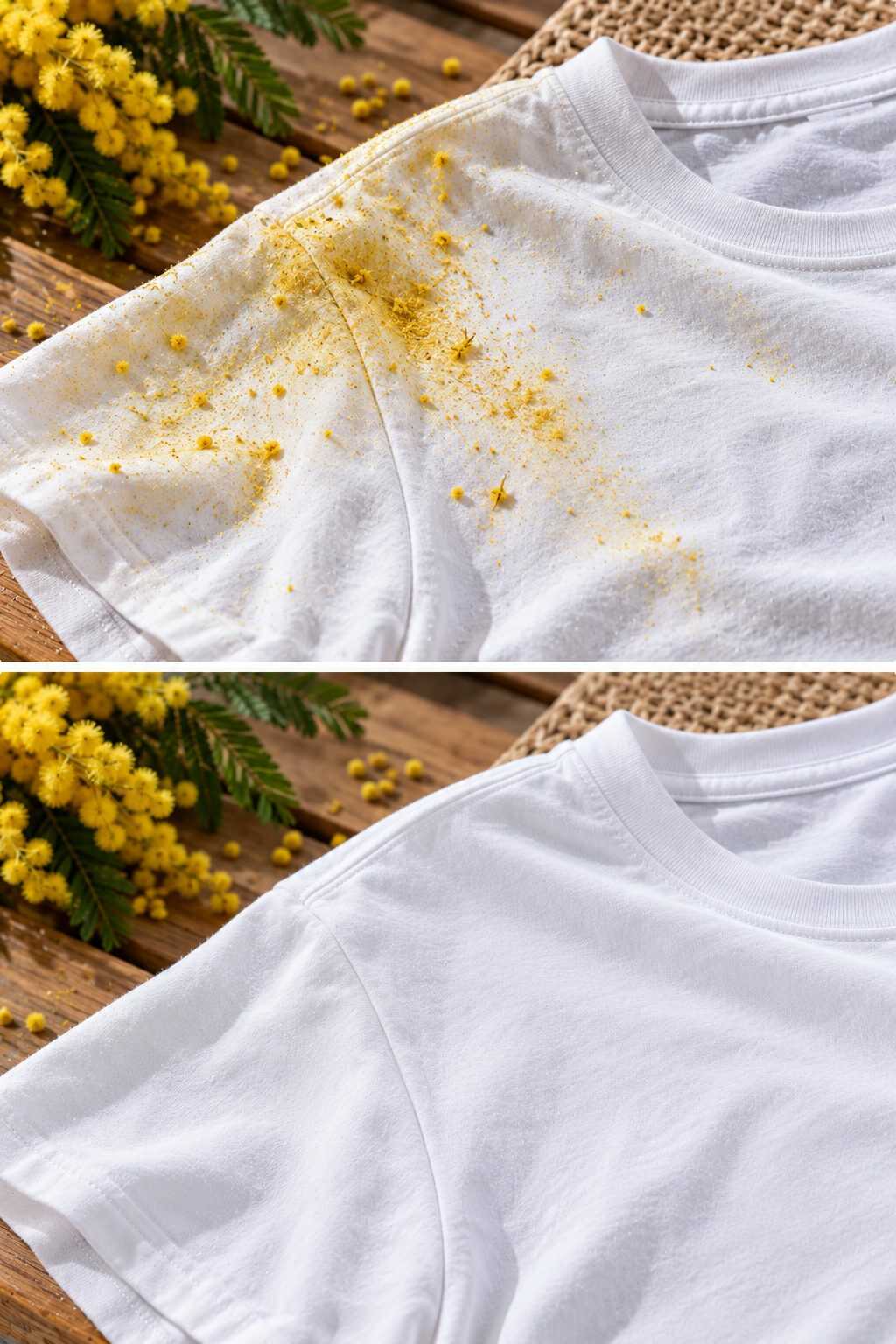 🌼 ¿Una prenda quedó cubierta de manchas de polen amarillo? Frotarlas con los dedos puede hacer que penetren todavía más