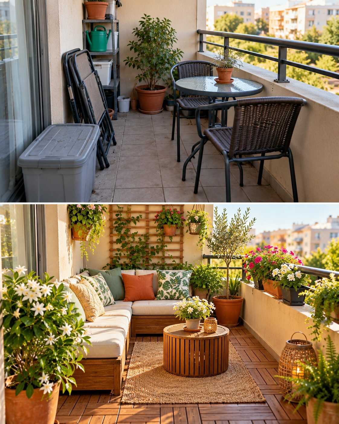 ¿Quieres renovar tu balcón para la primavera sin comprar muebles nuevos? Tres cambios de distribución pueden hacerlo parecer otro espacio.