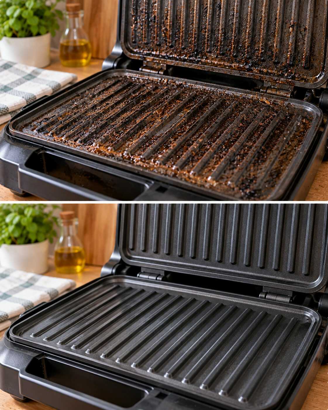 ¿Tu grill eléctrico cocina más lento que antes? Una fina capa carbonizada puede estar aislando las placas