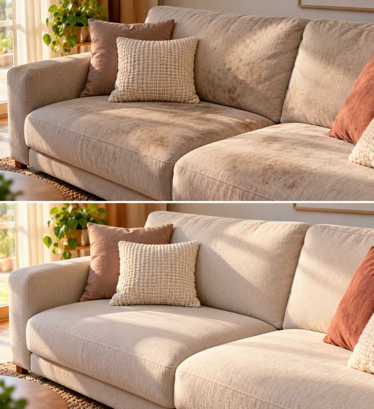 ¿El sofá desprende un olor extraño cuando recibe el sol de la tarde? Revisa los tejidos y la espuma antes de aplicar perfumes.