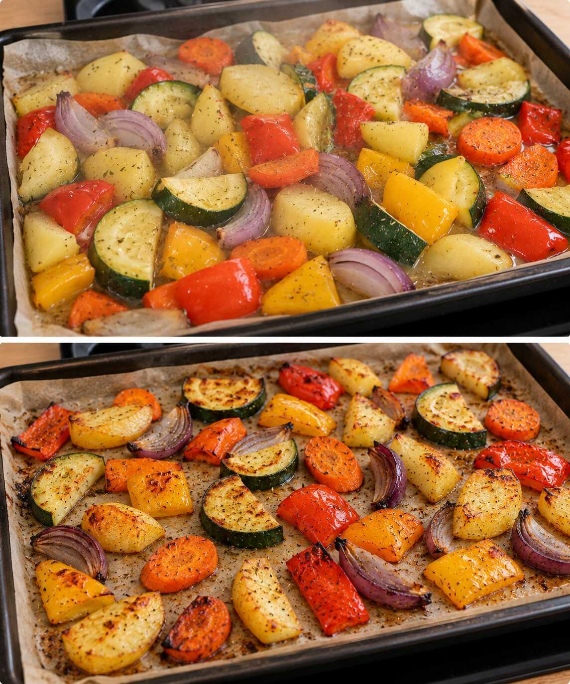 ¿Tus verduras al horno quedan cocidas pero nunca doradas? Amontonarlas en la bandeja puede estar impidiendo que se caramelicen