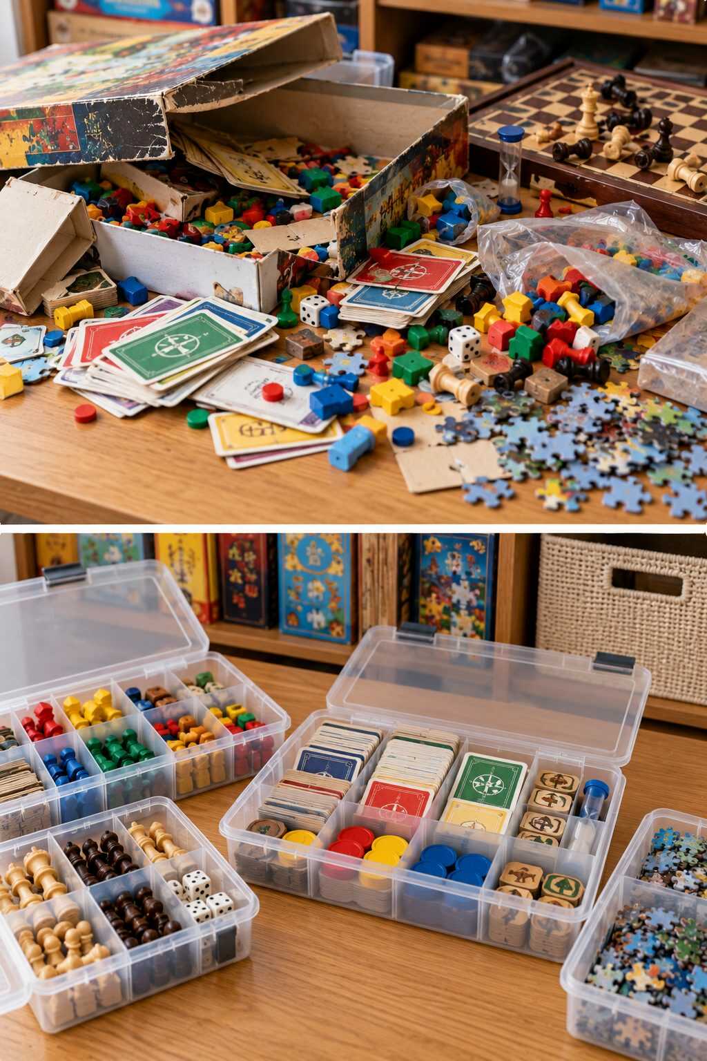 🎲 ¿Los juegos de mesa tienen piezas sueltas y cajas rotas? Este sistema permite reunir cada juego antes de perder más componentes