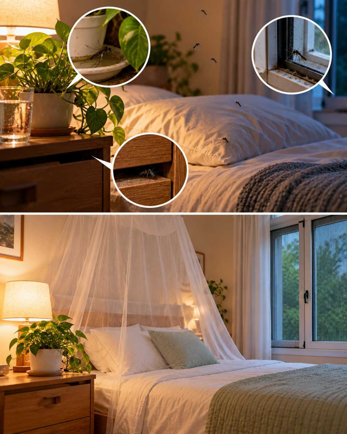 ¿Los mosquitos empiezan a aparecer en tu dormitorio cuando suben las temperaturas? Revisa estos escondites antes de irte a dormir.