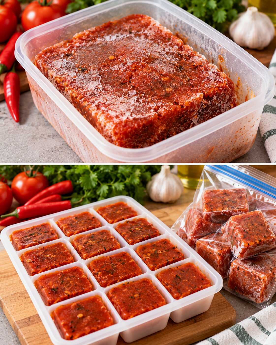 🌶️ ¿Preparaste demasiada salsa de chile? Congelarla en una sola porción grande es lo que te complicará utilizarla después