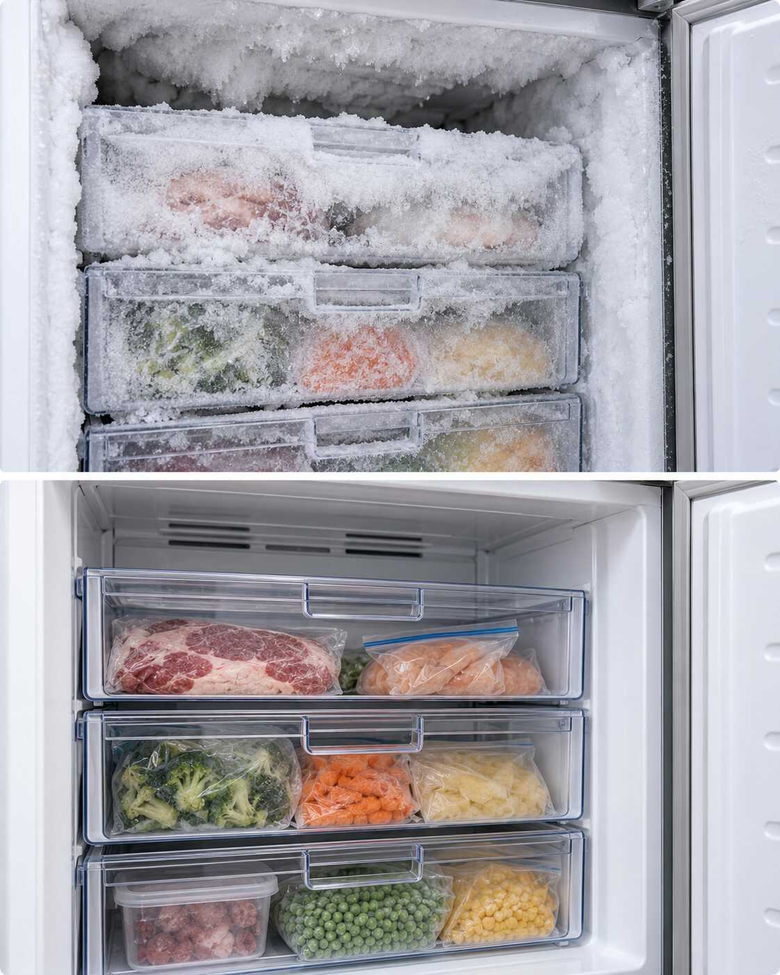 ¿Tu congelador tiene una capa de hielo que impide cerrar correctamente los cajones? Descubre qué revisar antes de descongelarlo por completo.