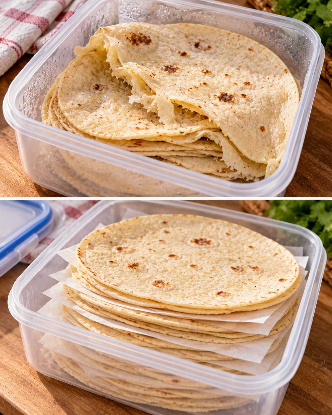 ¿Las tortillas guardadas se pegan unas con otras? El problema puede empezar cuando las guardas todavía calientes
