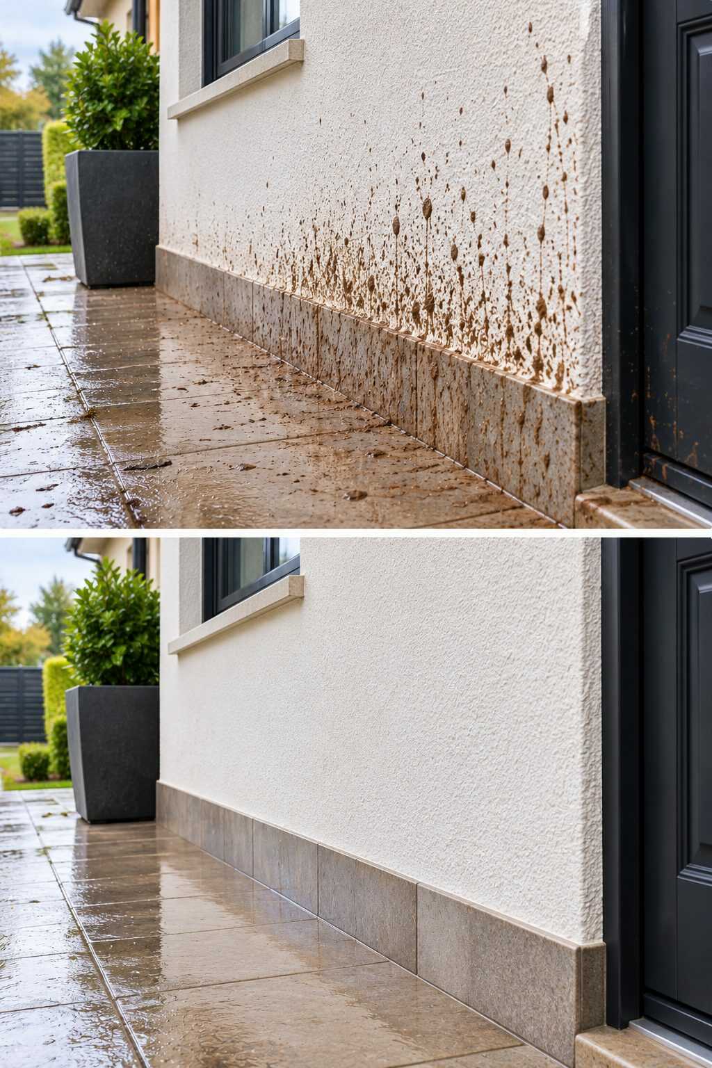 🌧️ ¿La lluvia deja pequeñas salpicaduras de barro en las paredes exteriores? No esperes meses para descubrir que algunas ya dejaron marca