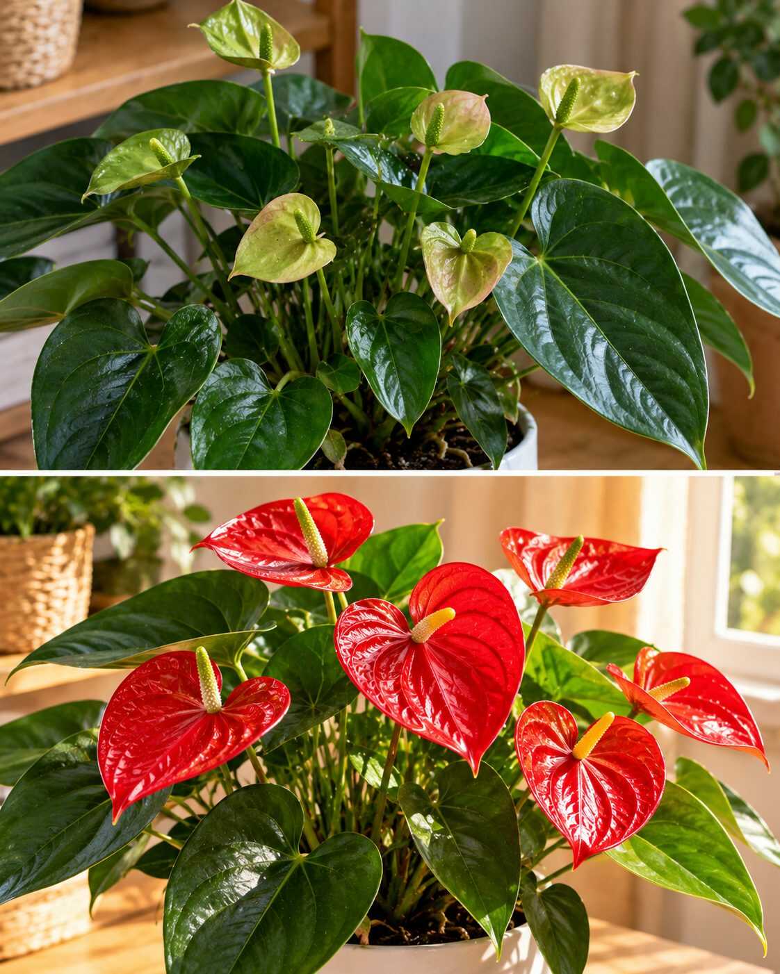🌿 ¿Tu anturio tiene raíces sanas pero sus flores salen pequeñas y verdes? Revisa la luz antes de comprar otro fertilizante