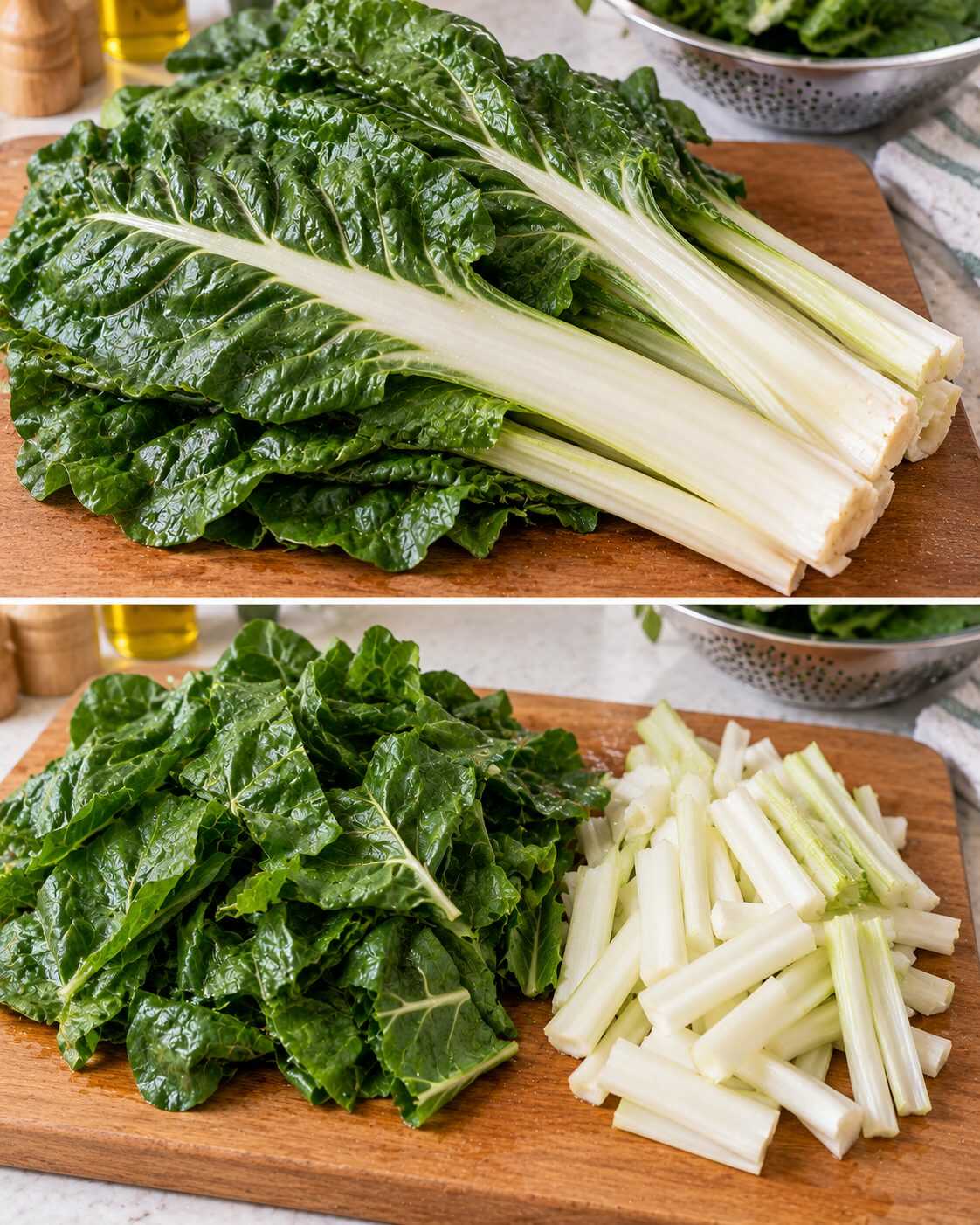 🥬 ¿Tus hojas de acelga tienen tallos enormes que tardan mucho en cocinarse? Separarlos de las hojas puede mejorar toda la preparación