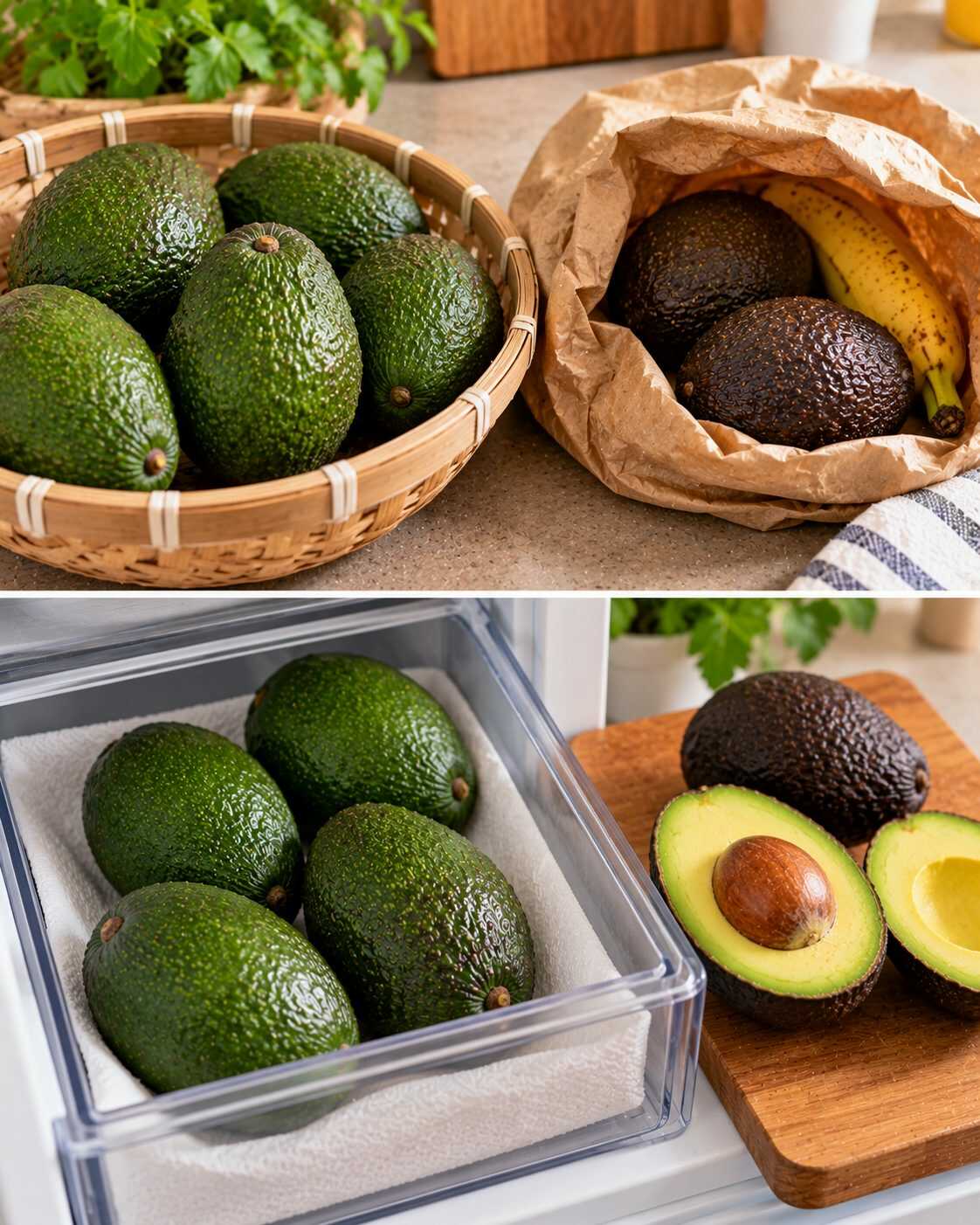 🥑 ¿Compraste aguacates duros y necesitas que algunos maduren antes que otros? No los guardes todos juntos de la misma manera