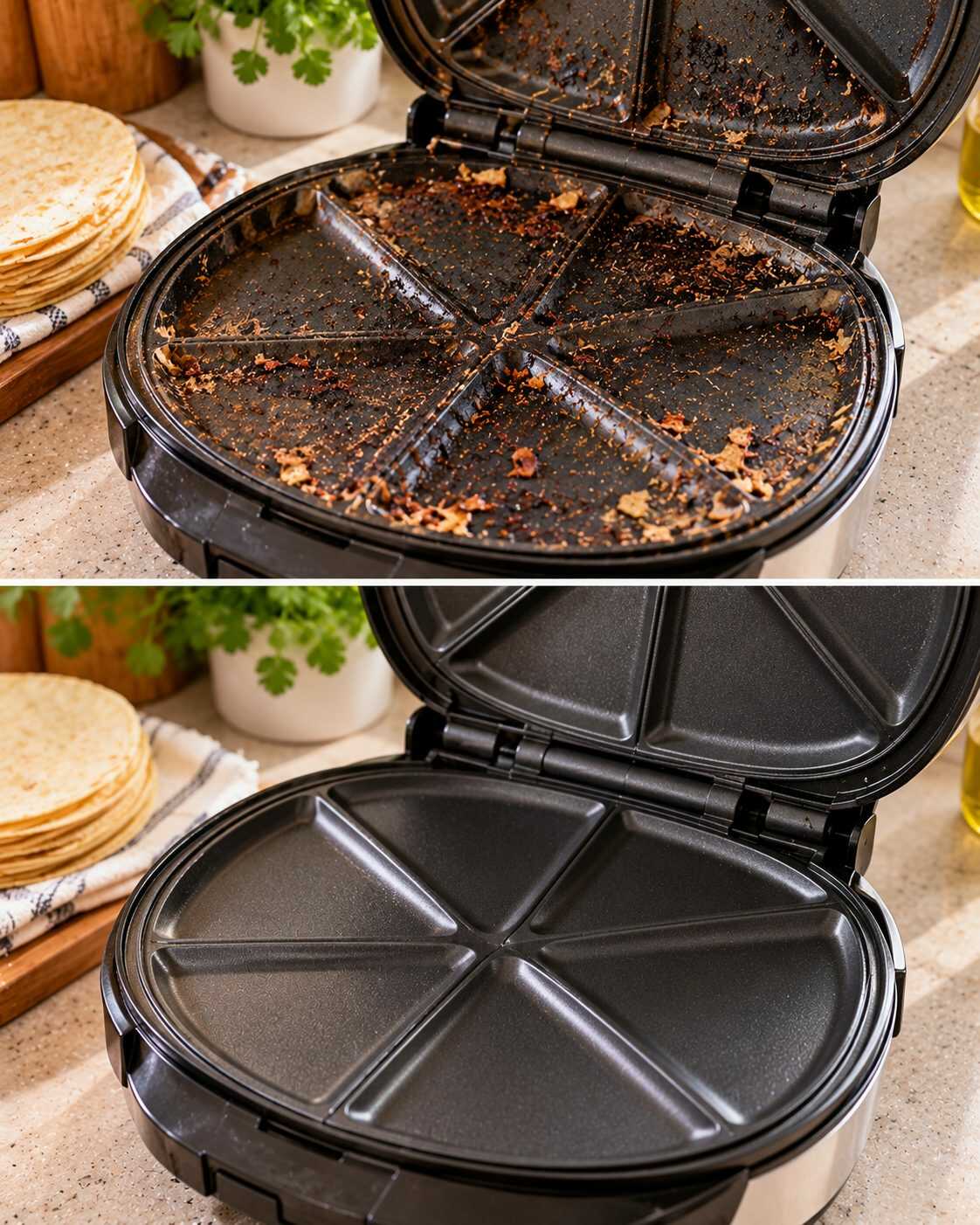 🔥 ¿El interior de tu tostadora de tortillas tiene restos quemados? Desenchufarla y dejarla enfriar es solo el primer paso antes de limpiarla