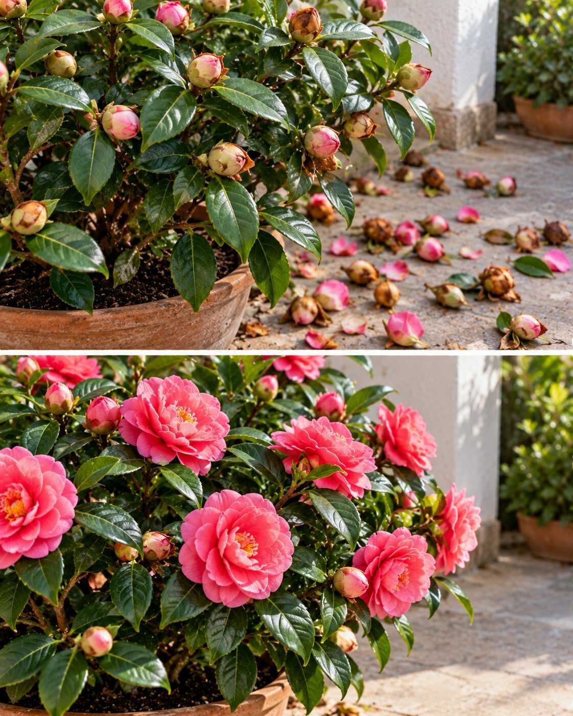 ¿Tu camelia está llena de capullos pero luego los tira sin abrir? El problema puede empezar mucho antes de la floración