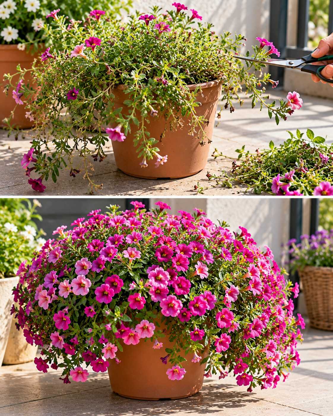 🌸 ¿Quieres una maceta cubierta de flores de calibrachoa esta primavera? Este pequeño corte puede convertir una planta larga en una auténtica cascada de color